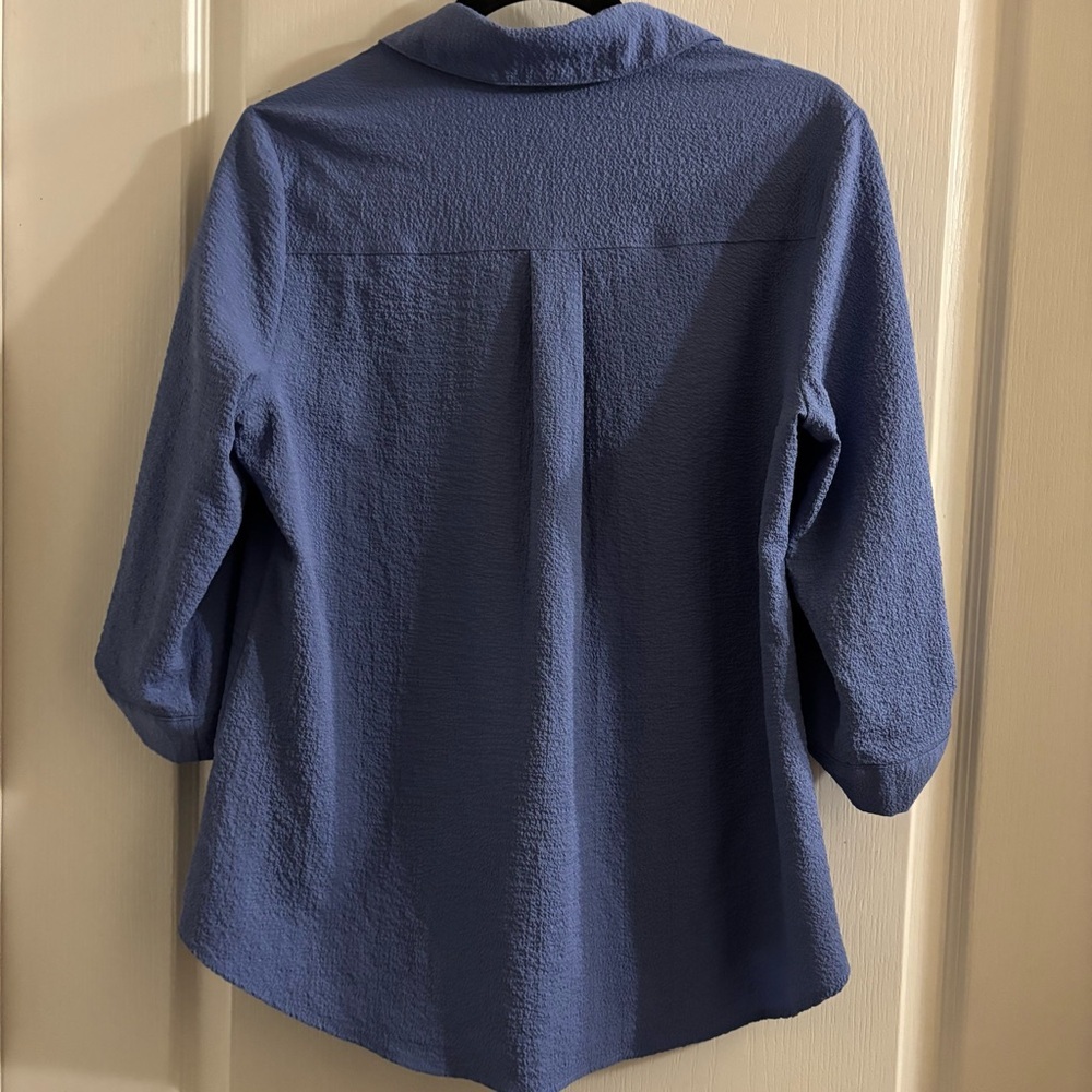 BCX Blue Button Down Shirt for Women - Picture 3 of 3
